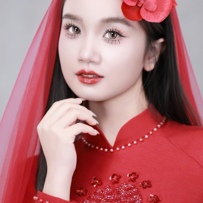 Layout makeup cô dâu áo dài đỏ