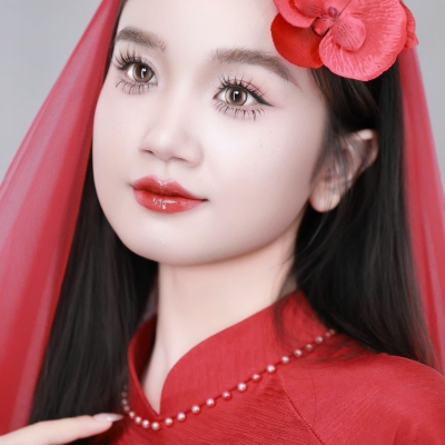 Layout makeup cô dâu áo dài đỏ