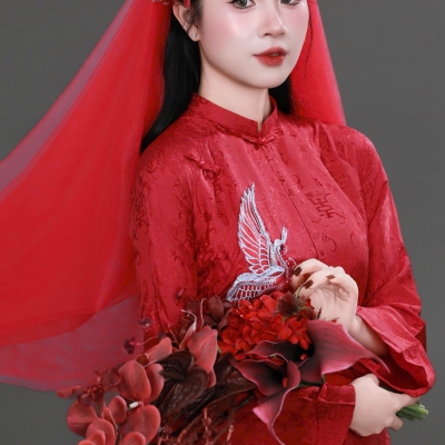 Layout makeup cô dâu áo dài đỏ