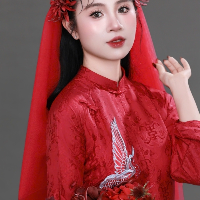 Layout makeup cô dâu áo dài đỏ