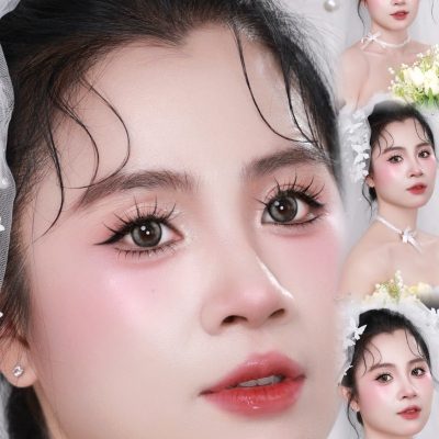 Layout makeup cô dâu với tone hồng baby 